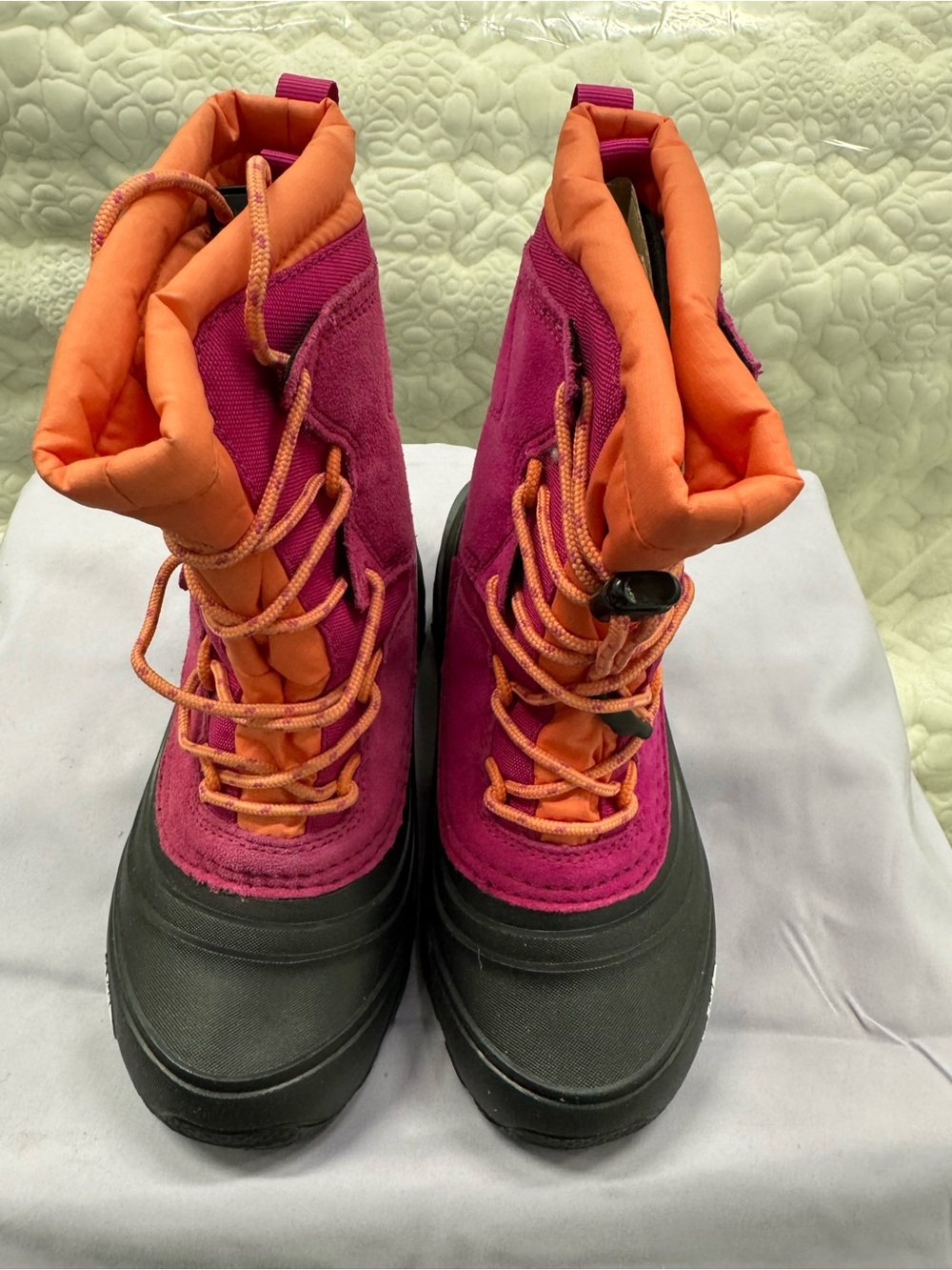 Kids Pink and Orange Winter Boots